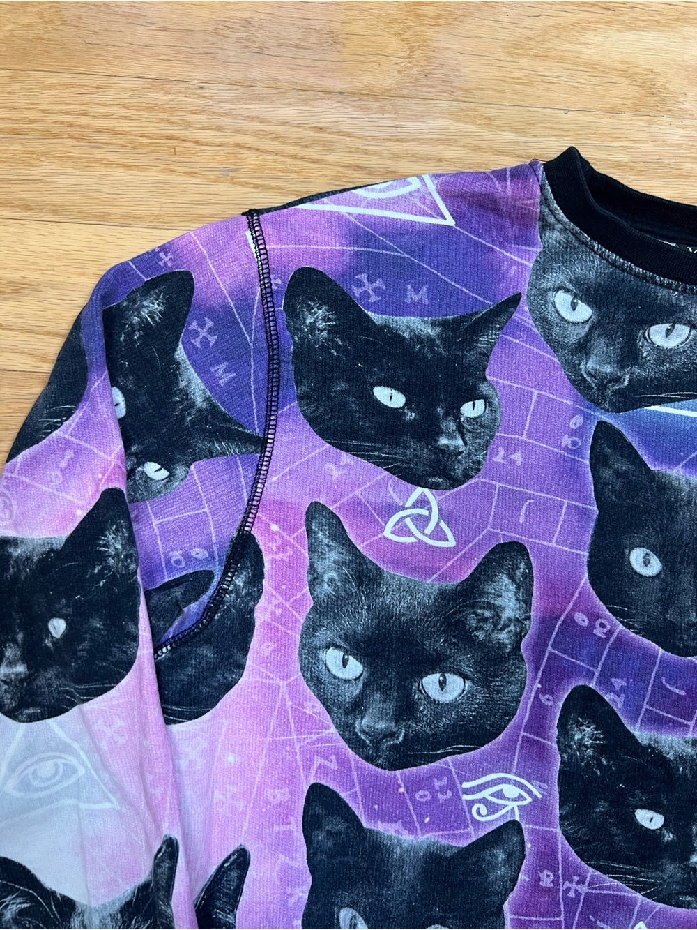 KILLSTAR Cat Lord Occult Cosmic Purple Keiko Cat Crewneck Sweatshirt Unisex - Picture 3 of 13